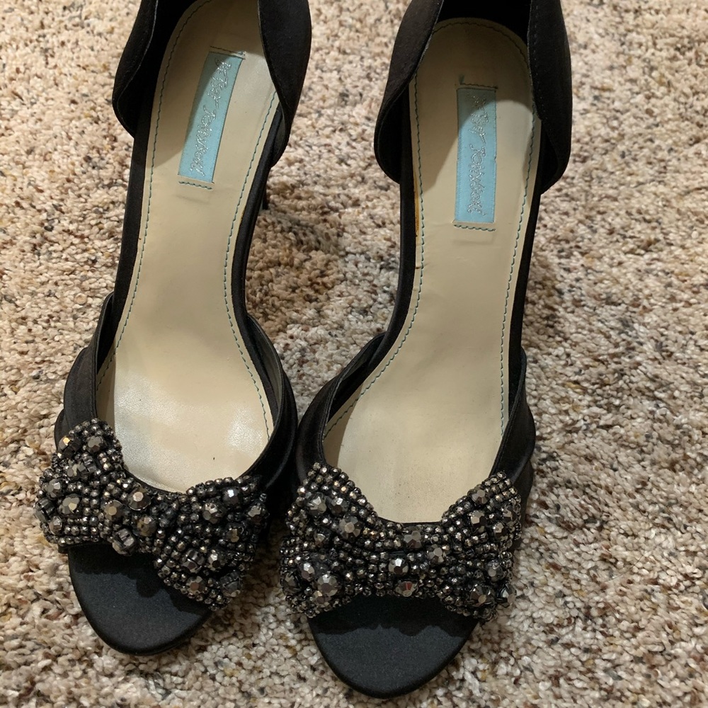 Betsey Johnson embellished open toe heels